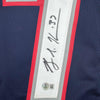 Autographed/Signed Rodney Harrison New England Blue Football Jersey Beckett BAS COA