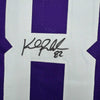 Framed Autographed/Signed Kyle Rudolph 35x39 Minnesota Purple Football Jersey Beckett BAS COA
