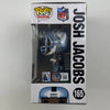 Autographed/Signed Josh Jacobs Las Vegas Oakland Raiders Funko Pop #165 Football Figurine Toy Beckett BAS COA