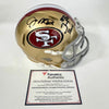 Autographed/Signed Joe Montana & Jerry Rice Dual San Francisco 49ers Football Mini Helmet Fanatics COA