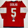 Autographed/Signed Aaron Ekblad Florida Red Hockey Jersey JSA COA