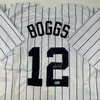 Autographed/Signed Wade Boggs New York Pinstripe Baseball Jersey Beckett BAS COA