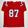 Autographed/Signed Rob Gronk Gronkowski New England Red Football Jersey JSA COA