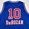 Autographed/Signed DeMar DeRozan Sacramento Blue Kansas City Retro Basketball Jersey Beckett BAS COA by Hall of Fame Sports Memorabilia