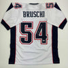 Autographed/Signed Tedy Bruschi New England White Football Jersey Beckett BAS COA