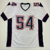 Autographed/Signed Tedy Bruschi New England White Football Jersey Beckett BAS COA
