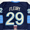 Autographed/Signed Marc-Andre Fleury Pittsburgh Blue Winter Classic Hockey Jersey JSA COA