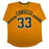 Autographed/Signed Jose Canseco Oakland Yellow Baseball Jersey Beckett BAS COA by Hall of Fame Sports Memorabilia