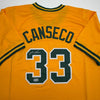 Autographed/Signed Jose Canseco Oakland Yellow Baseball Jersey Beckett BAS COA by Hall of Fame Sports Memorabilia