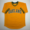 Autographed/Signed Jose Canseco Oakland Yellow Baseball Jersey Beckett BAS COA by Hall of Fame Sports Memorabilia