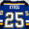 Autographed/Signed Jordan Kyrou St. Louis Blue Hockey Jersey JSA COA by Hall of Fame Sports Memorabilia