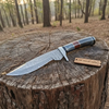 Handmade Damascus Bowie Knife with Colored Bone Handle | Full Tang Fixed Blade by JW SteelCrafts