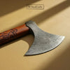 Handmade Norse Viking Axe Pair with Damascus Steel Heads & Hand Engraved Wooden Handles by JW SteelCrafts