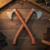 Handmade Norse Viking Axe Pair with Damascus Steel Heads & Hand Engraved Wooden Handles by JW SteelCrafts
