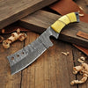 Handmade Damascus Tanto Knife with Camel Bone Handle | Full Tang Fixed Blade by JW SteelCrafts