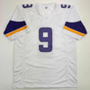 Autographed/Signed J.J. JJ McCarthy Minnesota White Football Jersey Beckett BAS COA by Hall of Fame Sports Memorabilia