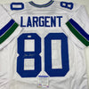 Autographed/Signed Steve Largent Seattle White Football Jersey PSA/DNA COA by Hall of Fame Sports Memorabilia