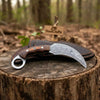 Handmade Damascus Karambit Knife with Multi-Color Micarta Handle by JW SteelCrafts
