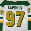 Autographed/Signed Kirill Kaprizov Minnesota White Retro Hockey Jersey Beckett BAS COA