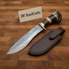 Handmade Damascus Bowie Knife with Stag Horn Handle | Full Tang Fixed Blade by JW SteelCrafts