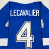 Autographed/Signed Vincent Lecavalier 2004 SC Champs Tampa Bay Blue Hockey Jersey JSA COA
