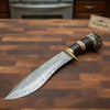 Handmade Damascus Bowie Knife with Stag Horn Handle | Full Tang Fixed Blade by JW SteelCrafts