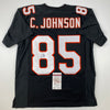 Autographed/Signed Chad Johnson Ochocinco Cincinnati Black Retro Football Jersey JSA COA