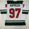 Autographed/Signed Kirill Kaprizov Minnesota White Hockey Jersey Beckett BAS COA