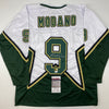 Autographed/Signed Mike Modano Dallas White Hockey Jersey Beckett BAS COA