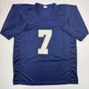 Autographed/Signed Joe Theismann CHOF 2003 Notre Dame Blue College Football Jersey JSA COA