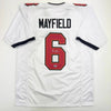Autographed/Signed Baker Mayfield Tampa Bay White Football Jersey Beckett BAS COA by Hall of Fame Sports Memorabilia