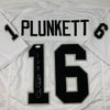 Autographed/Signed Jim Plunkett SB XV MVP Oakland Las Vegas White Football Jersey JSA COA