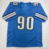 Autographed/Signed Ndamukong Suh Detroit Blue Football Jersey Beckett BAS COA by Hall of Fame Sports Memorabilia