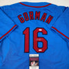 Autographed/Signed Nolan Gorman St. Louis Blue Baseball Jersey JSA COA by Hall of Fame Sports Memorabilia