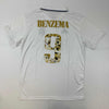 Autographed/Signed Karim Benzema Real Madrid Player Art White Soccer Jersey Beckett BAS COA