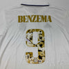 Autographed/Signed Karim Benzema Real Madrid Player Art White Soccer Jersey Beckett BAS COA