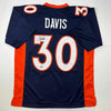 Autographed/Signed Terrell Davis Denver Blue Football Jersey Beckett BAS COA