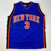 Autographed/Signed Stephon Marbury New York Blue Basketball Jersey Beckett BAS COA by Hall of Fame Sports Memorabilia