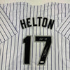Autographed/Signed Todd Helton HOF 24 Colorado Pinstripe Baseball Jersey Tristar COA