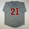 Autographed/Signed Sammy Sosa Chicago Grey Baseball Jersey Beckett BAS COA by Hall of Fame Sports Memorabilia