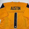 Autographed/Signed Tavon Austin West Virginia Yellow College Football Jersey JSA COA by Hall of Fame Sports Memorabilia