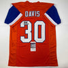 Autographed/Signed Terrell Davis SB XXXII MVP Denver Retro Orange Football Jersey JSA COA