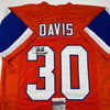 Autographed/Signed Terrell Davis SB XXXII MVP Denver Retro Orange Football Jersey JSA COA