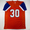 Autographed/Signed Terrell Davis SB XXXII MVP Denver Retro Orange Football Jersey JSA COA