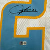 Framed Autographed/Signed LaDainian Tomlinson 35x39 San Diego White Football Jersey Beckett BAS COA