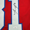 Framed Autographed/Signed Jonathan Jones 35x39 New England Red Football Jersey JSA COA