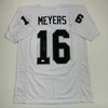 Autographed/Signed Jakobi Meyers Las Vegas Oakland White Football Jersey Beckett BAS COA