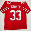 Autographed/Signed Jack Sawyer Ohio State Red College Football Jersey Beckett BAS COA by Hall of Fame Sports Memorabilia