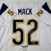 Autographed/Signed Khalil Mack Los Angeles LA White Football Jersey Beckett BAS COA