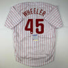 Autographed/Signed Zack Wheeler Philadelphia Pinstripe Baseball Jersey PSA/DNA COA